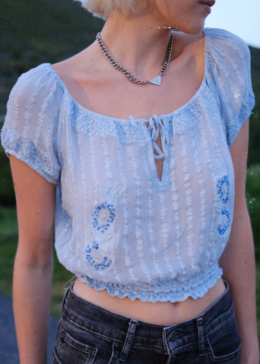 Embroidered Sheer Croptop