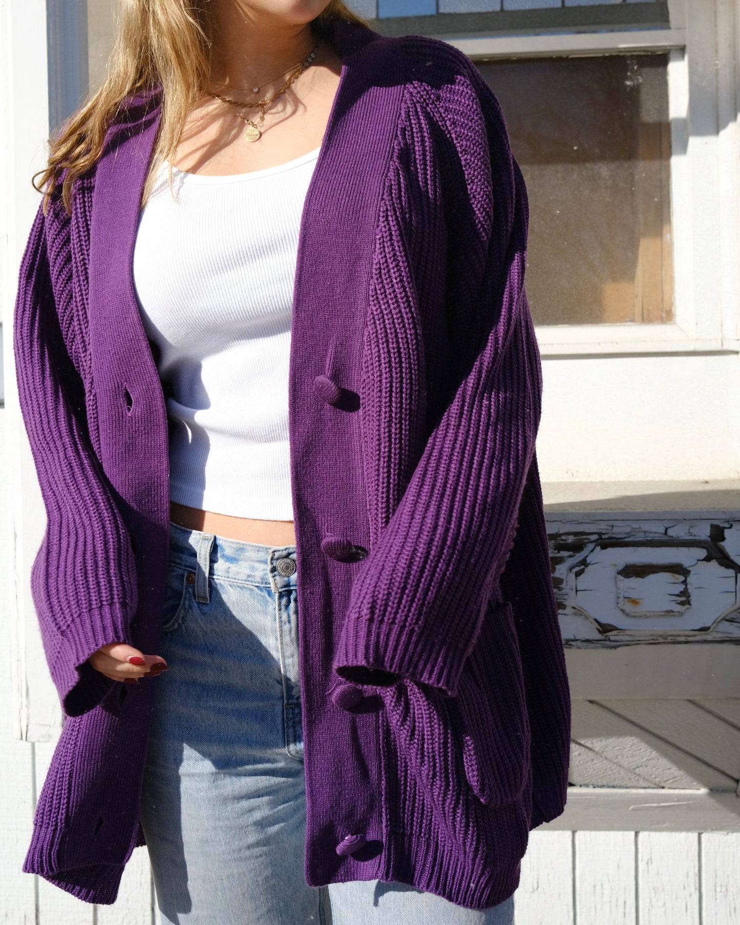 Purple Knit Cardigan