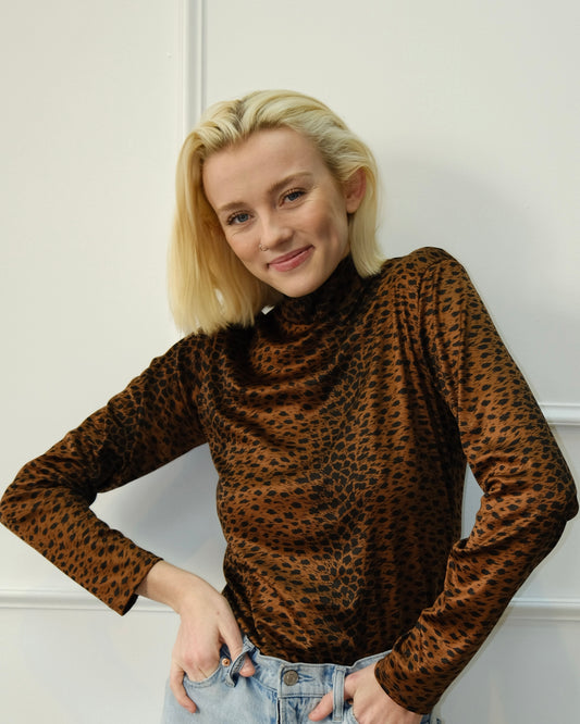 Leopard mock neck