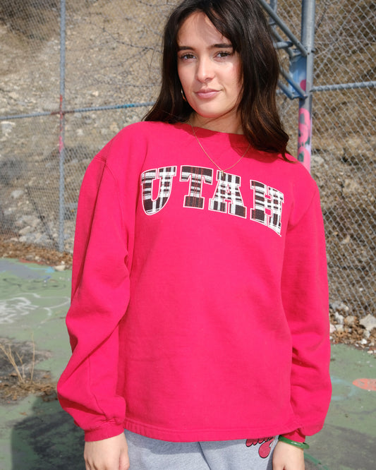 University of Utah Plaid Crewneck