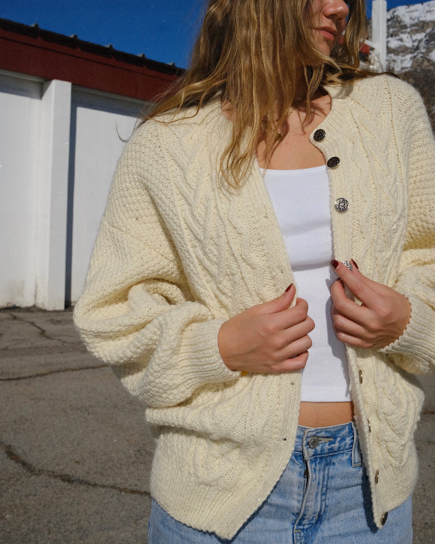 Vintage Cream Cable Knit Sweater