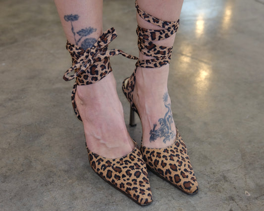 Cheetah wrap heels