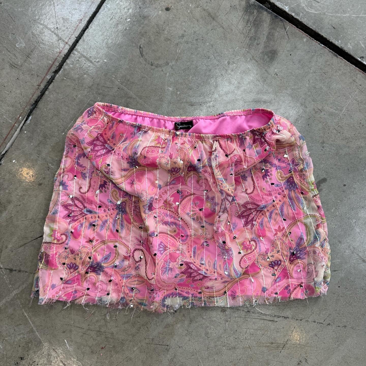 Pink sequin mini skirt