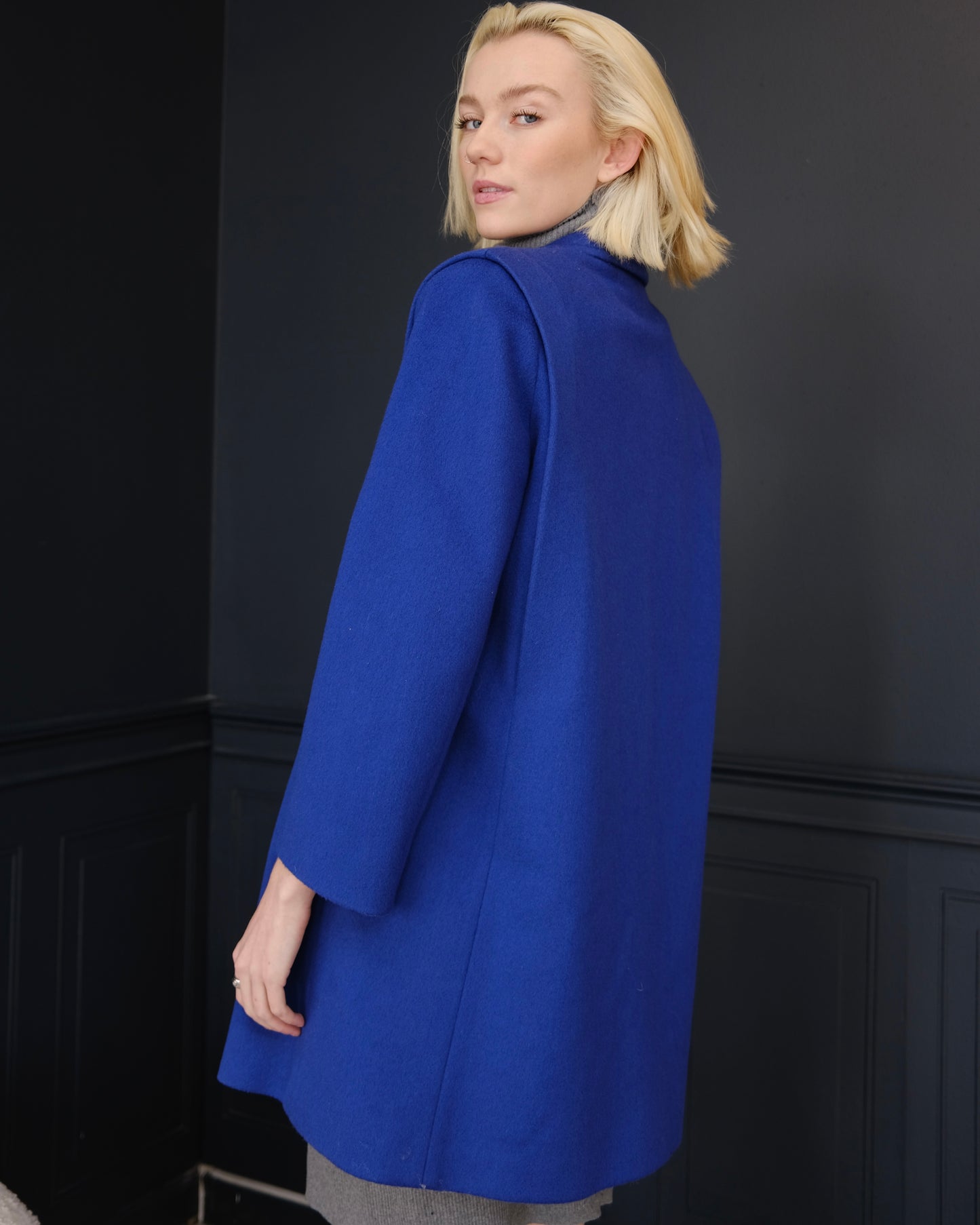 Petite blue dress coat