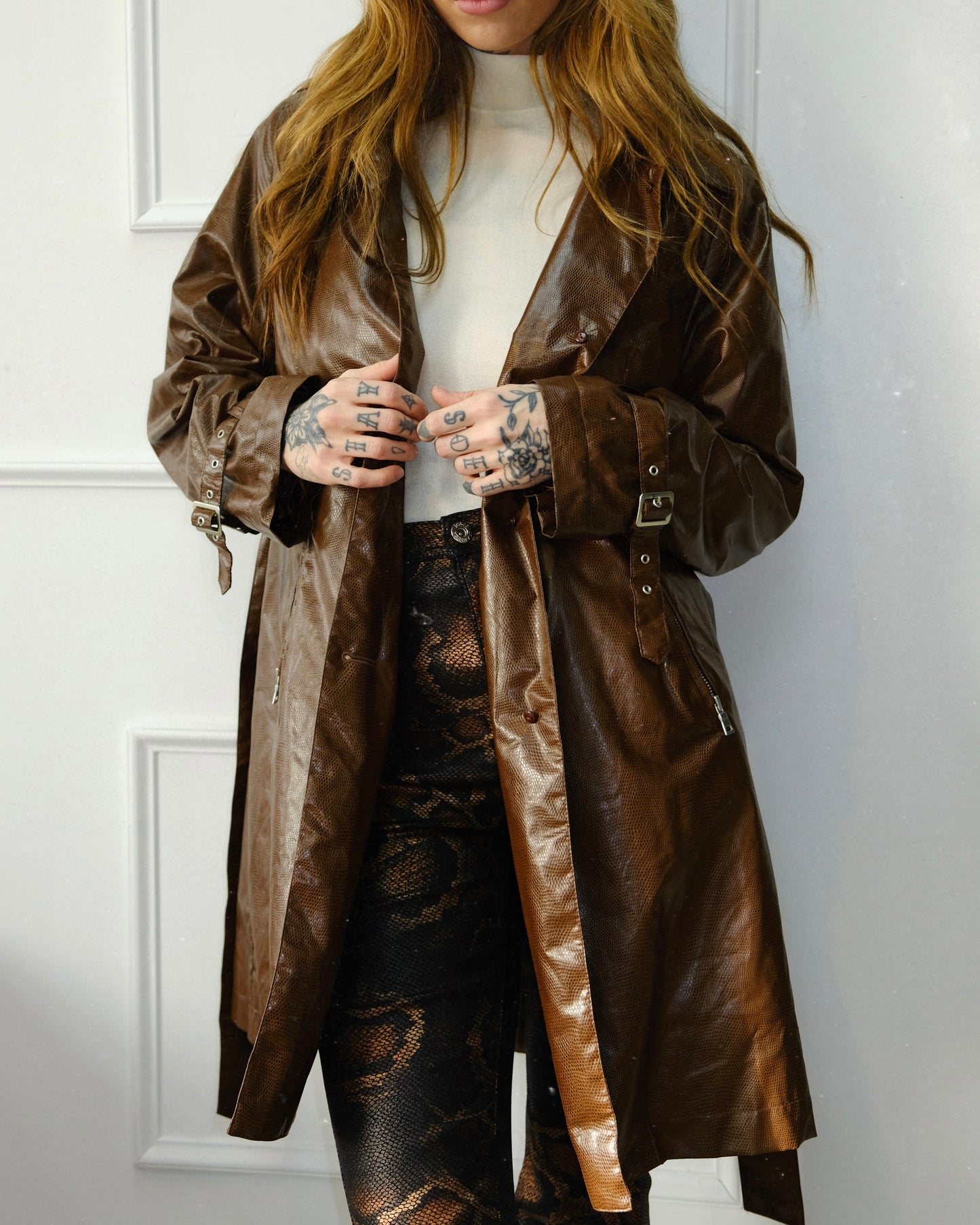 Brown trench coat